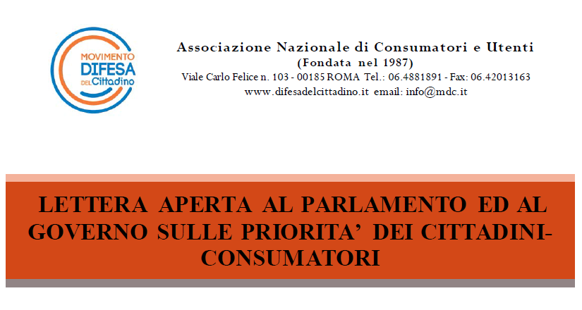 Scopri di più sull'articolo MDC scrive a Governo e Parlamento: ritardo della politica sulle vere emergenze del Paese