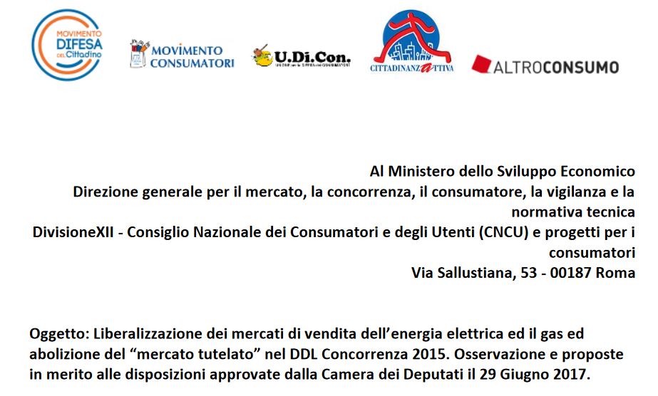 Al momento stai visualizzando Parere MDC e altre associazioni sulla liberalizzazione del mercato energetico dal 1° luglio 2019