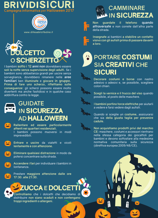 Scopri di più sull'articolo Halloween, il Movimento Difesa del Cittadino lancia campagna informativa “Brividi Sicuri”