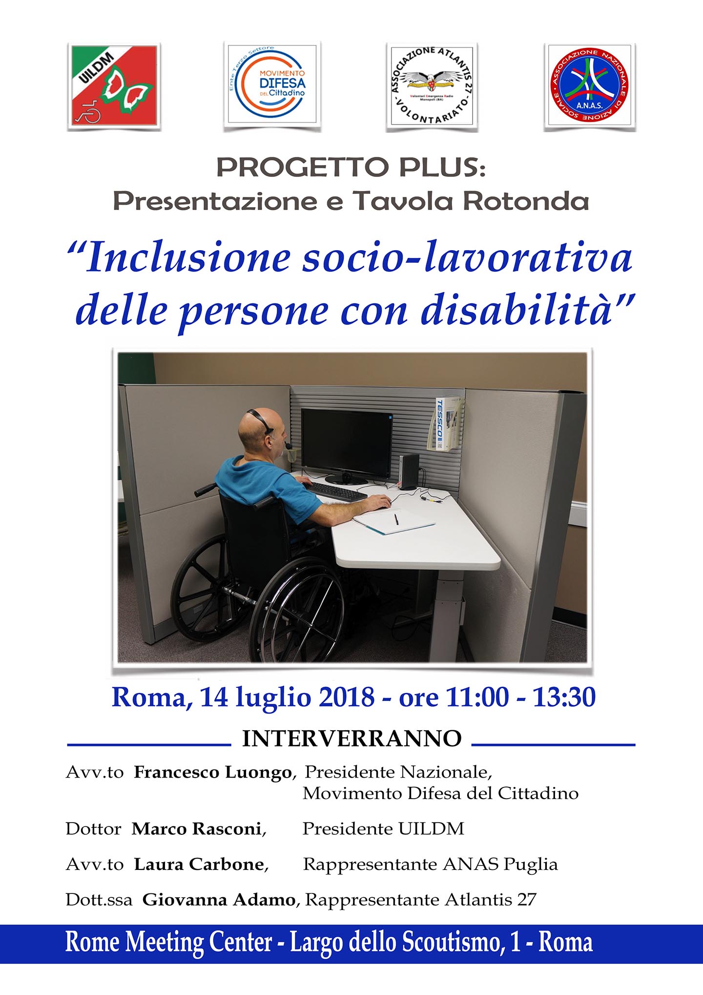 Scopri di più sull'articolo PRESENTAZIONE NAZIONALE PROGETTO PLUS PER L’INCLUSIONE LAVORATIVA DI PERSONE CON DISABILITÀ