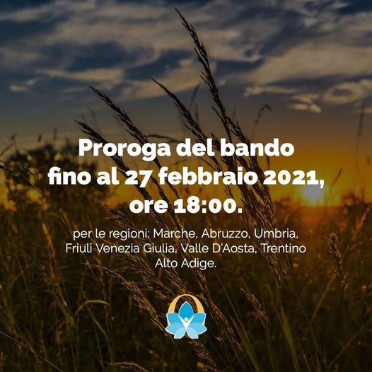 Scopri di più sull'articolo PROROGA DEL BANDO FINO AL 27 FEBBRAIO 2021 ORE 18.00