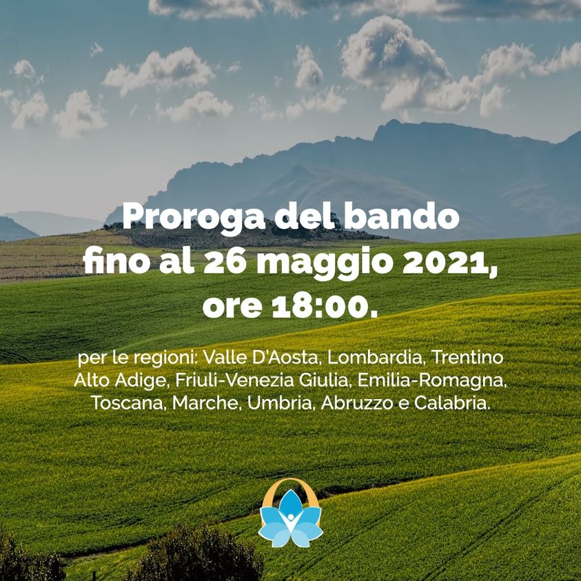 Read more about the article PROROGA DEL BANDO FINO AL 26 MAGGIO 2021, ORE 18